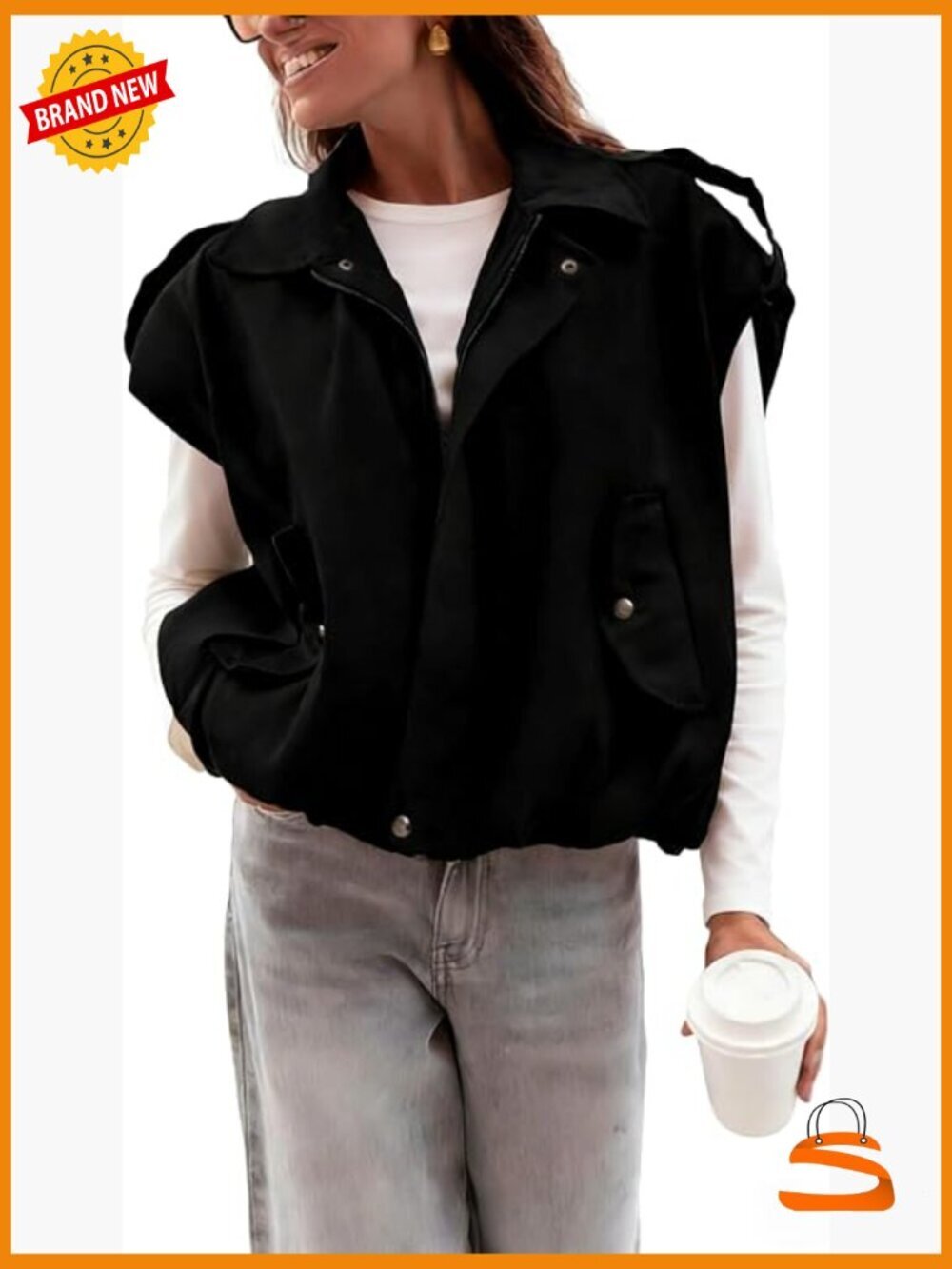 Oversized Faux Suede Vest Lapel Collar Sleeveless Jacket Fall Spring Winter